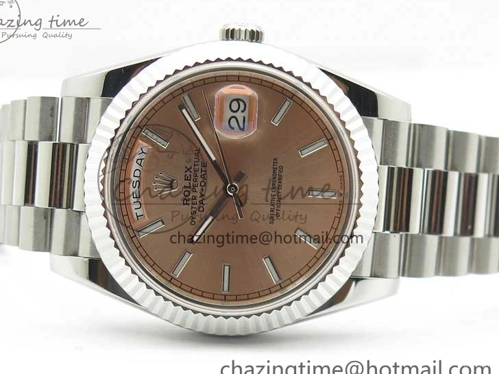 MiroTime 0307 Neat Day-Date 40mm 228239 BP New Dial Version 904 SS RG Stick Markers Dial on SS President Bracelet A 2819